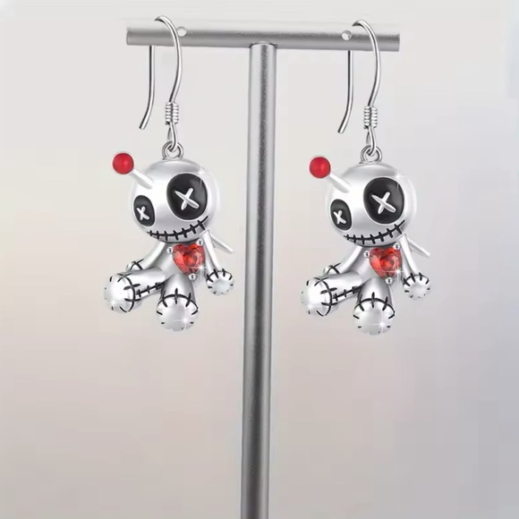 🐘🐘 Rhodium Plated Voodoo Doll Earrings - Picture 3 of 4